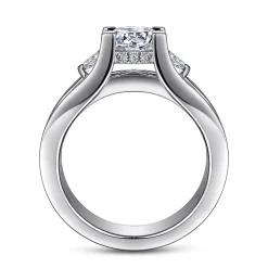 Best Gabriel & Co. Dulcette - 14K White Gold Wide Band Round Diamond Channel Set Engagement Ring