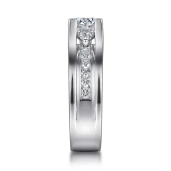 Best Gabriel & Co. Dulcette - 14K White Gold Wide Band Round Diamond Channel Set Engagement Ring
