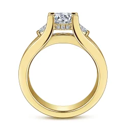 Outlet Gabriel & Co. Dulcette - 14K Yellow Gold Wide Band Round Diamond Engagement Ring