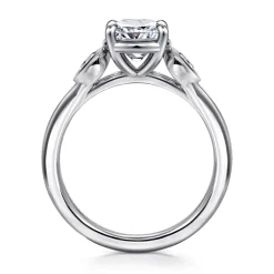 Gabriel & Co. Ebony - 14K White Gold Cushion Cut Three Stone Diamond Engagement Ring