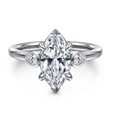 Outlet Gabriel & Co. Ebony - 14K White Gold Marquise Shape Three Stone Diamond Engagement Ring