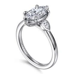 Outlet Gabriel & Co. Ebony - 14K White Gold Marquise Shape Three Stone Diamond Engagement Ring