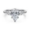 Hot Gabriel & Co. Ebony - 14K White Gold Pear Shape Three Stone Diamond Engagement Ring