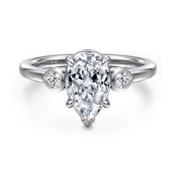 Hot Gabriel & Co. Ebony - 14K White Gold Pear Shape Three Stone Diamond Engagement Ring