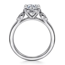 New Gabriel & Co. Ebony - 14K White Gold Round Three Stone Diamond Engagement Ring