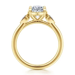 Gabriel & Co. Ebony - 14K Yellow Gold Oval Three Stone Diamond Engagement Ring
