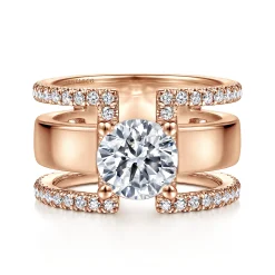 Clearance Gabriel & Co. Edalee - 14K Rose Gold Round Diamond Engagement Ring