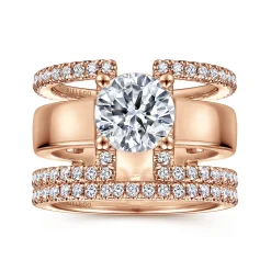 Clearance Gabriel & Co. Edalee - 14K Rose Gold Round Diamond Engagement Ring