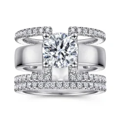 Discount Gabriel & Co. Edalee - 14K White Gold Round Diamond Engagement Ring