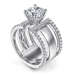 Discount Gabriel & Co. Edalee - 14K White Gold Round Diamond Engagement Ring