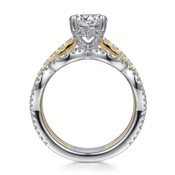 Gabriel & Co. Edie - 14K White-Yellow Gold Round Diamond Engagement Ring