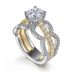Gabriel & Co. Edie - 14K White-Yellow Gold Round Diamond Engagement Ring