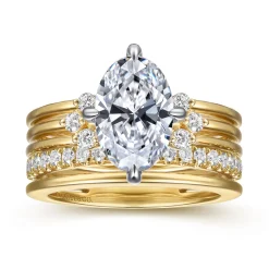 Hot Gabriel & Co. Editta - 14K White-Yellow Gold Compass Prong Oval Diamond Engagement Ring