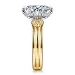 Hot Gabriel & Co. Editta - 14K White-Yellow Gold Compass Prong Oval Diamond Engagement Ring
