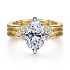 Hot Gabriel & Co. Editta - 14K White-Yellow Gold Compass Prong Oval Diamond Engagement Ring