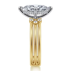 Discount Gabriel & Co. Editta - 14K White-Yellow Gold Compass Prong Marquise Diamond Engagement Ring