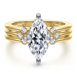 Discount Gabriel & Co. Editta - 14K White-Yellow Gold Compass Prong Marquise Diamond Engagement Ring