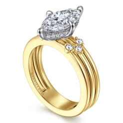 Discount Gabriel & Co. Editta - 14K White-Yellow Gold Compass Prong Marquise Diamond Engagement Ring