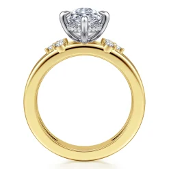 Discount Gabriel & Co. Editta - 14K White-Yellow Gold Compass Prong Marquise Diamond Engagement Ring
