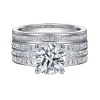 Gabriel & Co. Eedie - 14K White Gold Round Wide Band Diamond Engagement Ring
