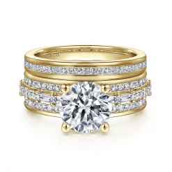 Online Gabriel & Co. Eedie - 14K Yellow Gold Round Wide Band Diamond Engagement Ring