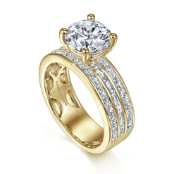 Online Gabriel & Co. Eedie - 14K Yellow Gold Round Wide Band Diamond Engagement Ring