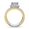 New Gabriel & Co. Efron - 14K White-Yellow Gold Round Halo Sapphire and Diamond Channel Set Engagement Ring