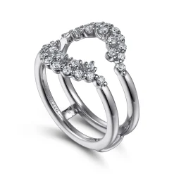 New Gabriel & Co. Eleena - 14K White Gold Double Halo Diamond Ring Enhancer - 0.45 ct