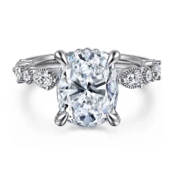 Best Gabriel & Co. Eleeza - 14K White Gold Elongated Cushion Diamond Engagement Ring