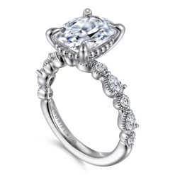 Best Gabriel & Co. Eleeza - 14K White Gold Elongated Cushion Diamond Engagement Ring