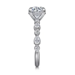 Outlet Gabriel & Co. Eleeza - 14K White Gold Round Diamond Engagement Ring