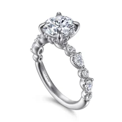 Outlet Gabriel & Co. Eleeza - 14K White Gold Round Diamond Engagement Ring