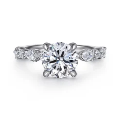 Outlet Gabriel & Co. Eleeza - 14K White Gold Round Diamond Engagement Ring