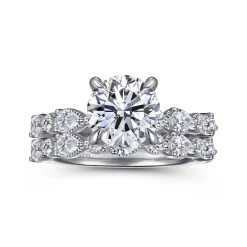 Outlet Gabriel & Co. Eleeza - 14K White Gold Round Diamond Engagement Ring