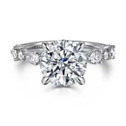 Best Gabriel & Co. Eleeza - 14K White Gold Round Diamond Engagement Ring