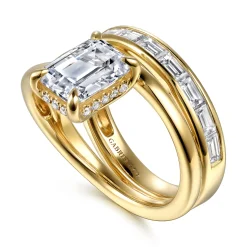 Best Gabriel & Co. Elena - 14K Yellow Gold Bypass Emerald Cut Diamond Engagement Ring