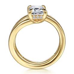 Best Gabriel & Co. Elena - 14K Yellow Gold Bypass Emerald Cut Diamond Engagement Ring