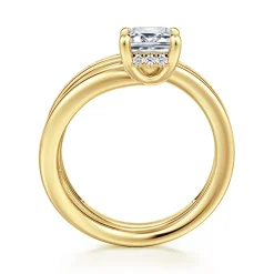 Sale Gabriel & Co. Elena - 14K Yellow Gold Bypass Emerald Cut Diamond Engagement Ring