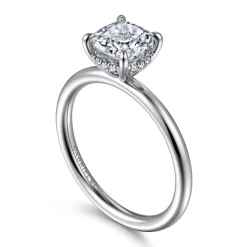 Gabriel & Co. Elia - 14K White Gold Solitaire Cushion Cut Diamond Engagement Ring