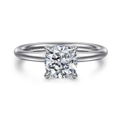 Gabriel & Co. Elia - 14K White Gold Solitaire Cushion Cut Diamond Engagement Ring