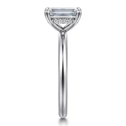 Best Gabriel & Co. Elia - 14K White Gold Solitaire Emerald Cut Diamond Engagement Ring