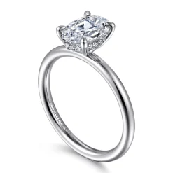 Clearance Gabriel & Co. Elia - 14K White Gold Solitaire Oval Diamond Engagement Ring