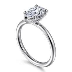 Discount Gabriel & Co. Elia - 14K White Gold Solitaire Pear Shape Diamond Engagement Ring
