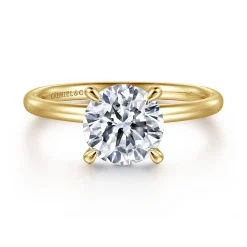 Clearance Gabriel & Co. Elia - 14K Yellow Gold Solitaire Round Diamond Engagement Ring