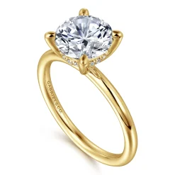 Clearance Gabriel & Co. Elia - 14K Yellow Gold Solitaire Round Diamond Engagement Ring