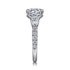 Clearance Gabriel & Co. Elianna - 18K White Gold Round Three Stone Diamond Engagement Ring