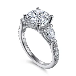 Clearance Gabriel & Co. Elianna - 18K White Gold Round Three Stone Diamond Engagement Ring