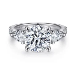Clearance Gabriel & Co. Elianna - 18K White Gold Round Three Stone Diamond Engagement Ring