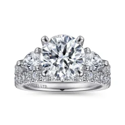 Clearance Gabriel & Co. Elianna - 18K White Gold Round Three Stone Diamond Engagement Ring