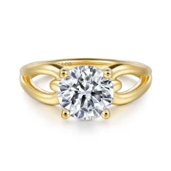 Hot Gabriel & Co. Elie - 14K Yellow Gold Round Split Shank Diamond Engagement Ring